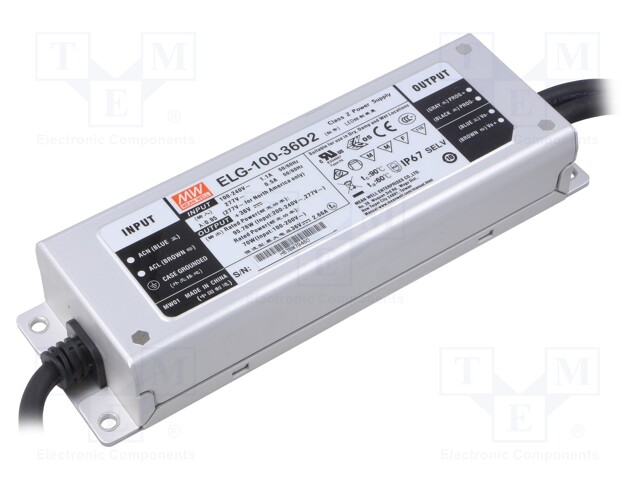 Power supply: switched-mode; LED; 95.76W; 36VDC; 2.66A; 100÷305VAC