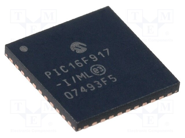 PIC microcontroller; Memory: 14kB; SRAM: 352B; EEPROM: 256B; SMD