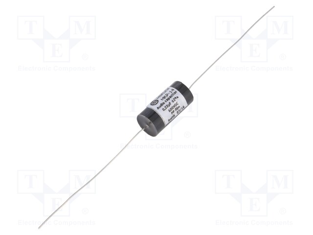 Capacitor: polypropylene; 0.22uF; 600VDC; ±2%; Ø9.9x24mm; -25÷85°C