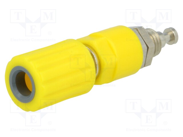 Socket; 4mm banana; 36A; 30VAC; 60VDC; Cutout: Ø6mm; yellow