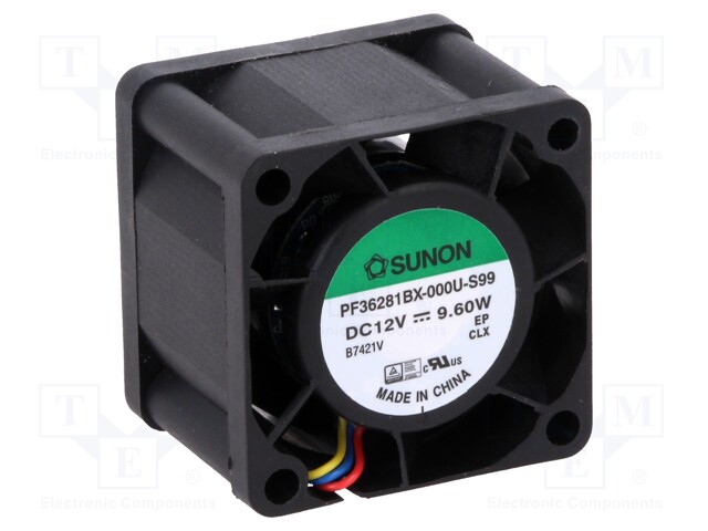 Fan: DC; axial; 12VDC; 36x36x28mm; 38.74m3/h; 61.9dBA; ball bearing