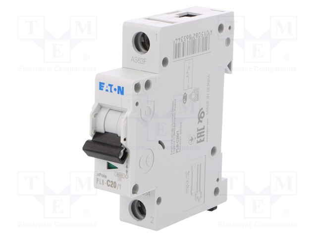 Circuit breaker; 230/400VAC; Inom: 20A; Poles: 1; DIN; Charact: C