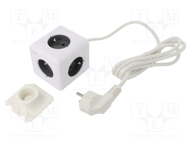 Extension lead; Sockets: 5; white; 1.5m; 16A; white