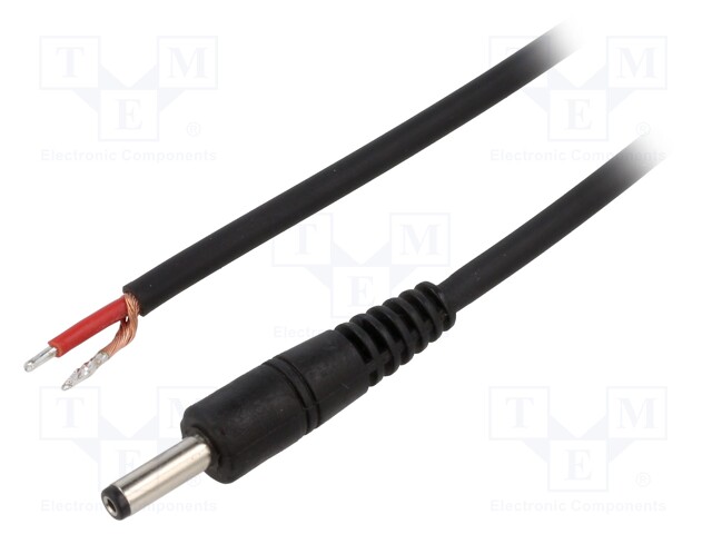 Cable; wires,DC 4,0/1,7 plug; straight; 1mm2; black; 0.5m