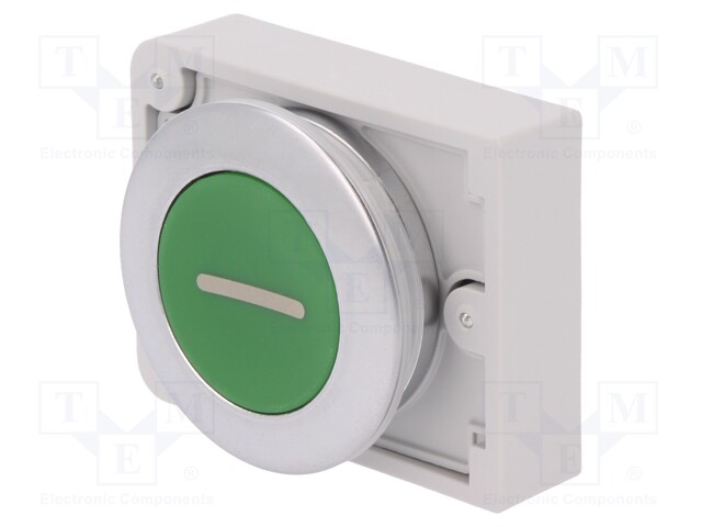 Switch: push-button; Stabl.pos: 1; 30mm; green; none; IP67; Pos: 2