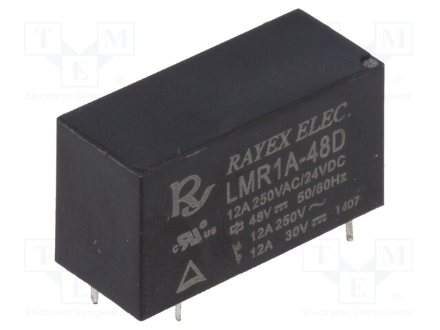 Relay: electromagnetic; SPST-NO; Ucoil: 48VDC; 12A/250VAC; 12A