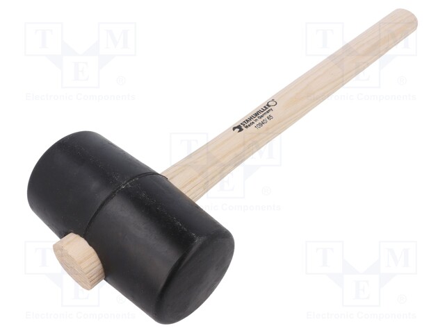 Hammer; 350mm; 527g; 65mm; round; rubber; wood; Conform to: DIN 5128