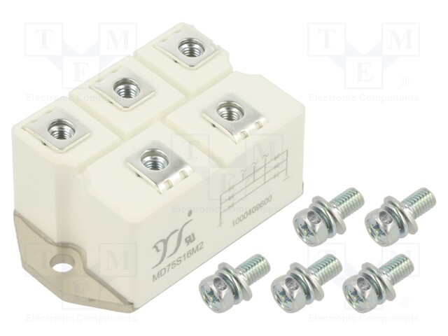 Three-phase bridge rectifier; Urmax: 1.6kV; If: 75A; Ifsm: 750A; M2