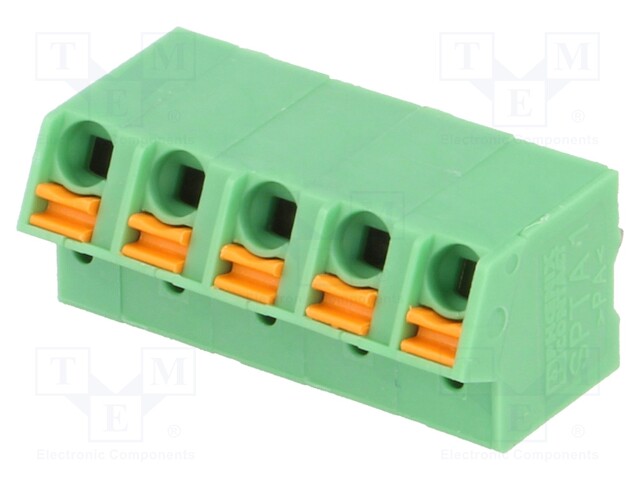 PCB terminal block; angled; 5mm; ways: 5; on PCBs; 0.2÷1mm2; tinned
