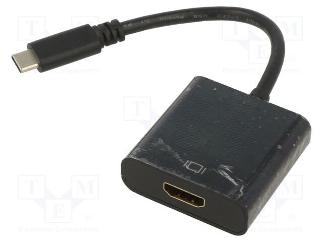 Adapter; HDMI 1.4; HDMI socket,USB C plug; 0.15m; black