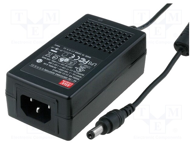 Power supply: switched-mode; 28VDC; 0.64A; Out: 5,5/2,1; 18W; 84%