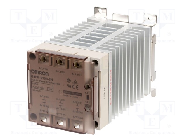 Relay: solid state; Ucntrl: 12÷24VDC; 15A; 200÷480VAC; 3-phase