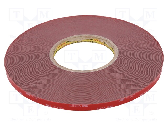 Tape: fixing; W: 9mm; L: 33m; D: 0.6mm; acrylic; grey; max.230°C