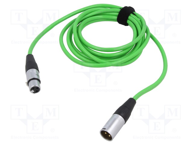 Cable; XLR male 3pin,XLR female 3pin; 12m; green; 0.25mm2
