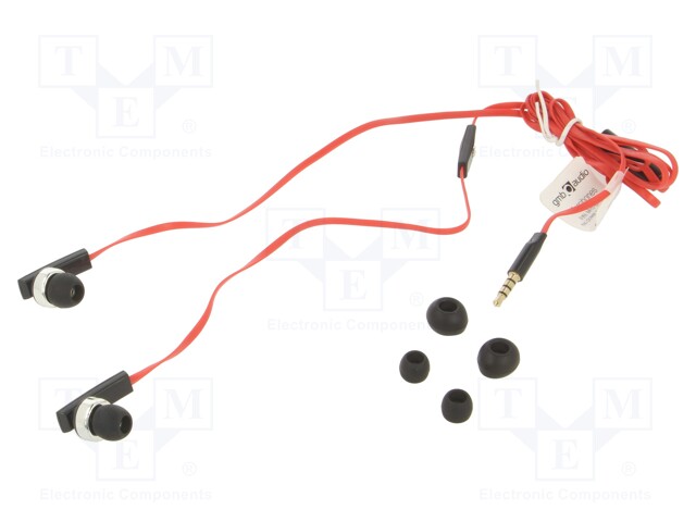 Headphones with microphone; black,red; Jack 3,5mm; in-ear; 32Ω