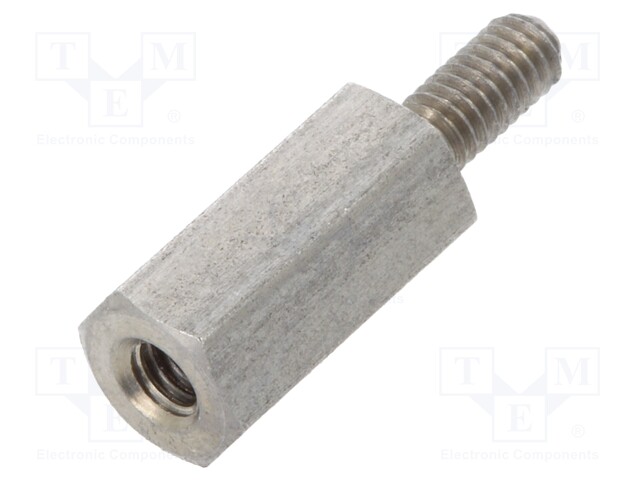 Screwed spacer sleeve; Int.thread: M2,5; 10mm; Ext.thread: M2,5