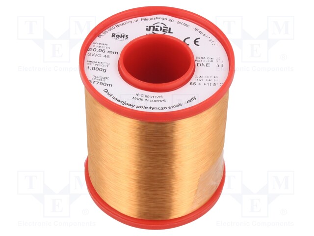 Coil wire; single coated enamelled; 0.06mm; 1kg; -65÷155°C