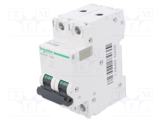 Circuit breaker; 500VDC; Inom: 25A; Poles: 2; DIN; Charact: C; 20kA