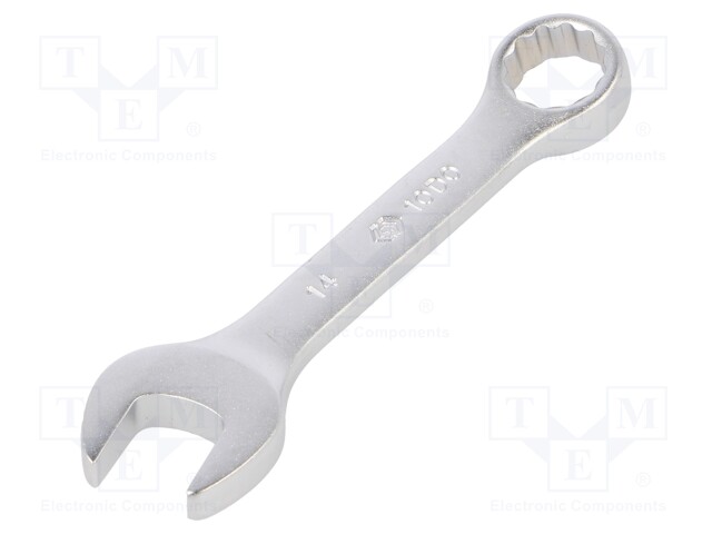 Wrench; combination spanner; 14mm; Chrom-vanadium steel; short