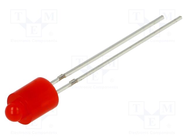 LED; 3mm; red; 45mcd; 60°; Front: flat; No.of term: 2; Pitch: 2.54mm