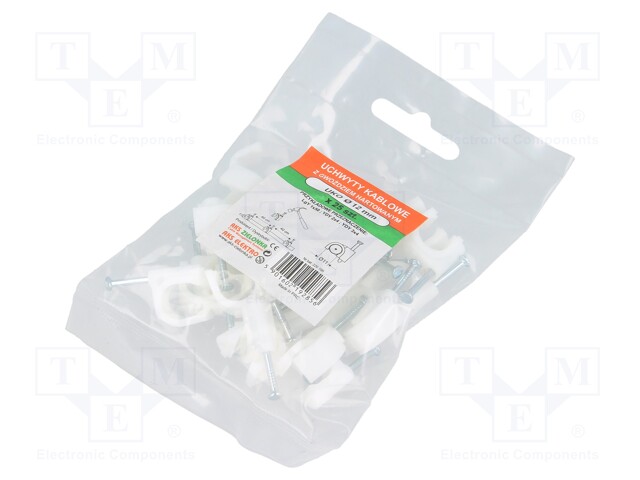 Holder; white; Application: on round cable; 25pcs; with a nail