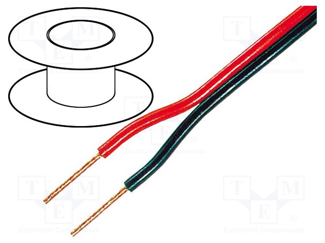 Wire: loudspeaker cable; 2x0,5mm2; stranded; OFC; black-red; PVC