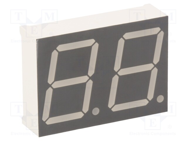 Display: LED; 7-segment; 20.32mm; 0.8"; No.char: 2; yellow-green