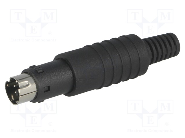 Plug; DIN mini; male; PIN: 6; with strain relief; soldering; 100V