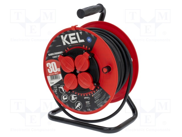 Extension lead; reel,with non-rotating sockets; Sockets: 4; 40m