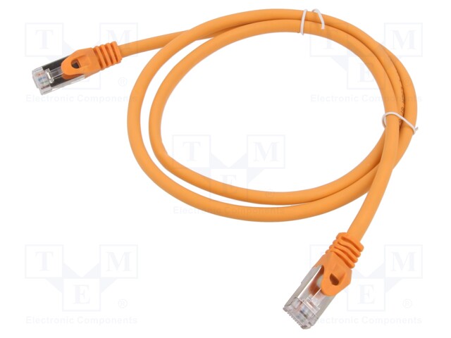 Patch cord; S/FTP; 6a; solid; Cu; LSZH; orange; 1m; 27AWG; Cablexpert