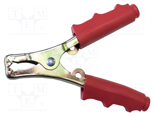 Crocodile clip; 60A; Grip capac: max.22mm; Overall len: 112mm; red