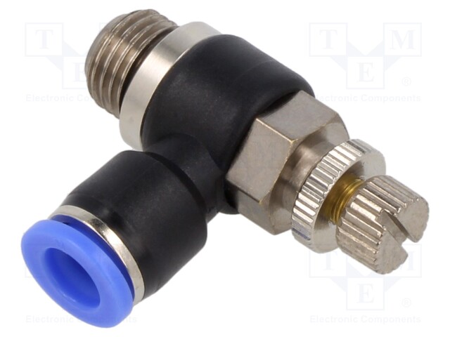 Throttle-check valve; -0.95÷15bar; nickel plated brass,PBT