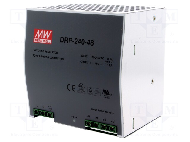 Power supply: switched-mode; 240W; 48VDC; 48÷53VDC; 5A; 85÷264VAC