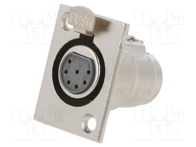 Socket; XLR; female; PIN: 7; with push button; soldering; silver