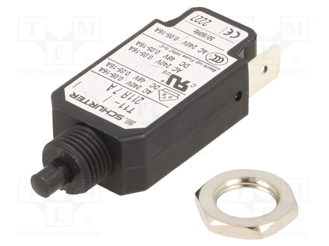 Circuit breaker; Urated: 240VAC; 48VDC; 7A; SPST; Poles: 1; screw