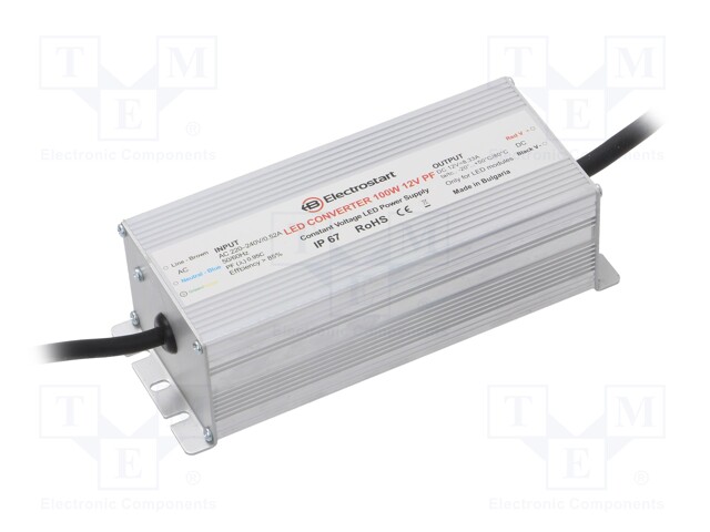 Power supply: switched-mode; 100W; 12VDC; 8A; 180÷295VAC; IP67