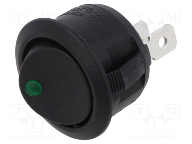 ROCKER; SPST; Pos: 2; ON-OFF; 20A/12VDC; black; LED,point; -25÷85°C