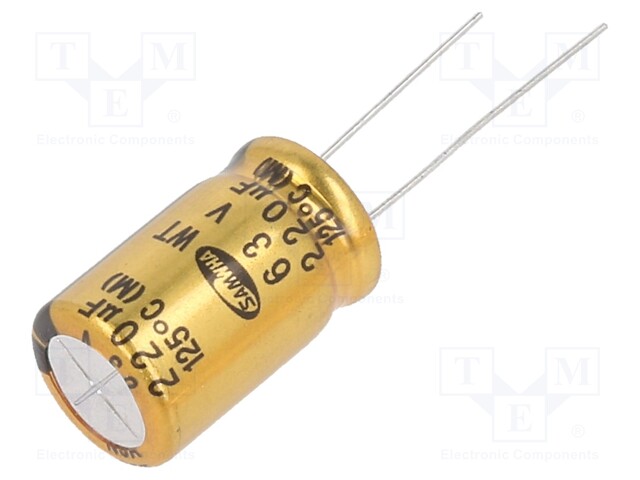 Capacitor: electrolytic; THT; 220uF; 63VDC; Ø12.5x20mm; ±20%; 5000h