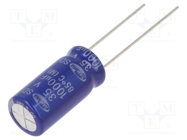 Capacitor: electrolytic; THT; 1000uF; 35VDC; Ø10x20mm; ±20%; 2000h