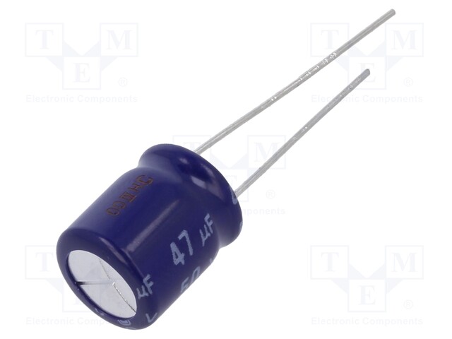 Capacitor: electrolytic; bipolar; THT; 47uF; 50VDC; Ø10x12.5mm