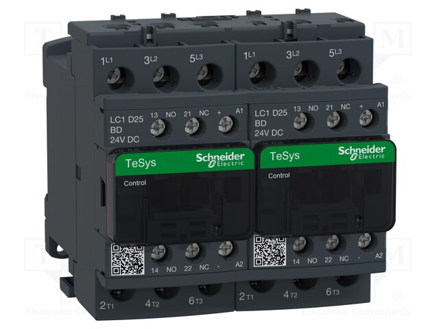 Relay Contactor, TeSys D Series, 3PST-NO, 3P, 25 A at 440 VAC, 15 kW at 690 VAC