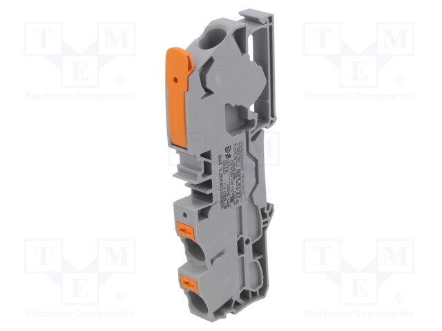 DIN Rail Mount Terminal Block, Through, 3 Ways, 20 AWG, 6 AWG, 16 mm², Clamp, 76 A