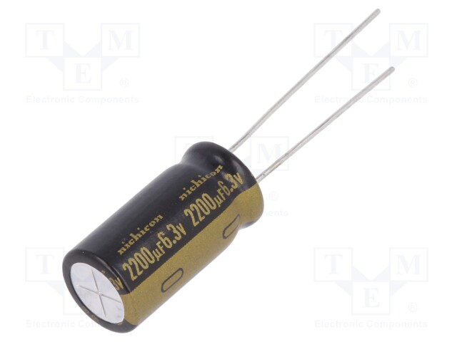 Capacitor: electrolytic; THT; 2200uF; 6.3VDC; Ø10x20mm; Pitch: 5mm