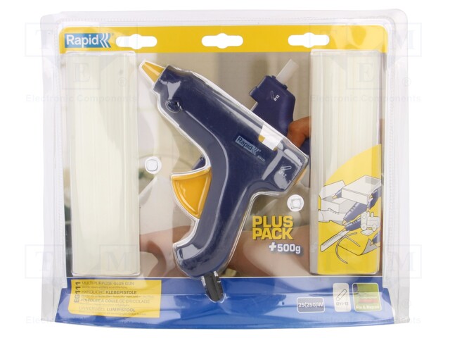 Hot melt glue gun; Ø: 11mm,11.2mm,11.5mm,12mm; 25W; Plug: EU; 3min