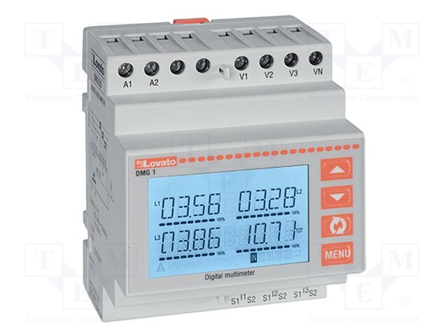 Meter: network parameters; for DIN rail mounting; LCD; DMG; 1A,5A