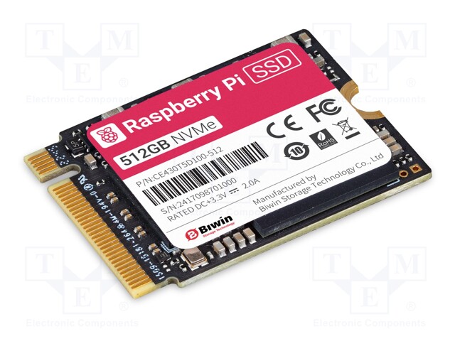 Solid State Drive; PCIe 2.0; 512GB; Raspberry Pi 5