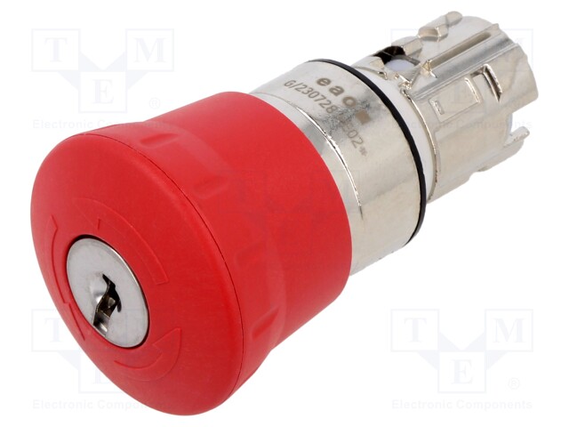 Switch: emergency stop with key; Stabl.pos: 2; 22mm; red; Pos: 2