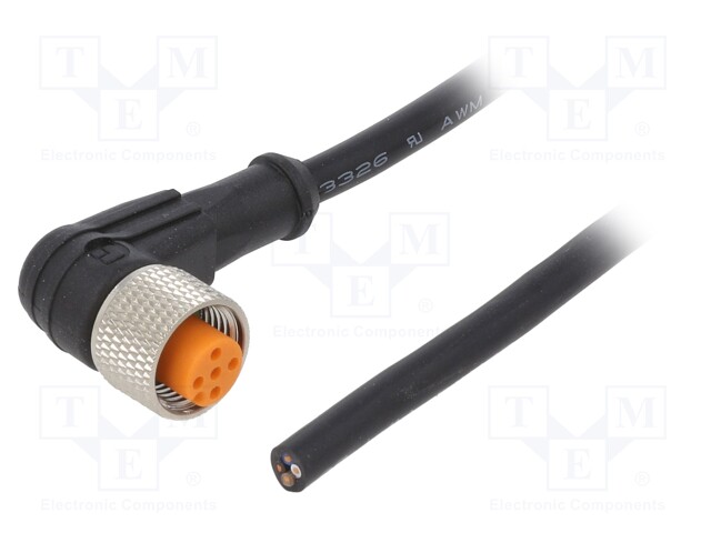 Connection lead; M12; PIN: 4; angled; 2m; plug; 250VAC; 4A; -25÷80°C