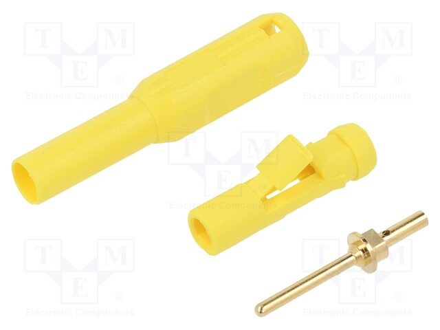 Plug; 1,5mm banana; yellow; gold-plated; Insulation: PA; Ø: 2.1mm