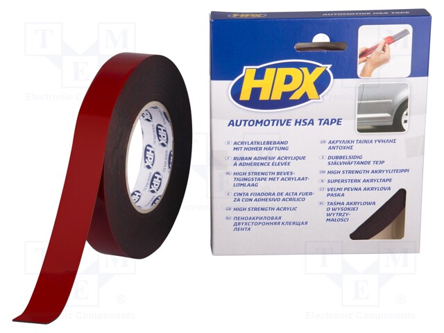 Tape: fixing; W: 25mm; L: 10m; D: 1.1mm; V: double-sided; acrylic